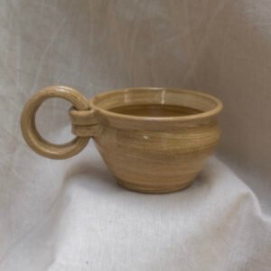 Double ringed mug in brown and white stoneware
